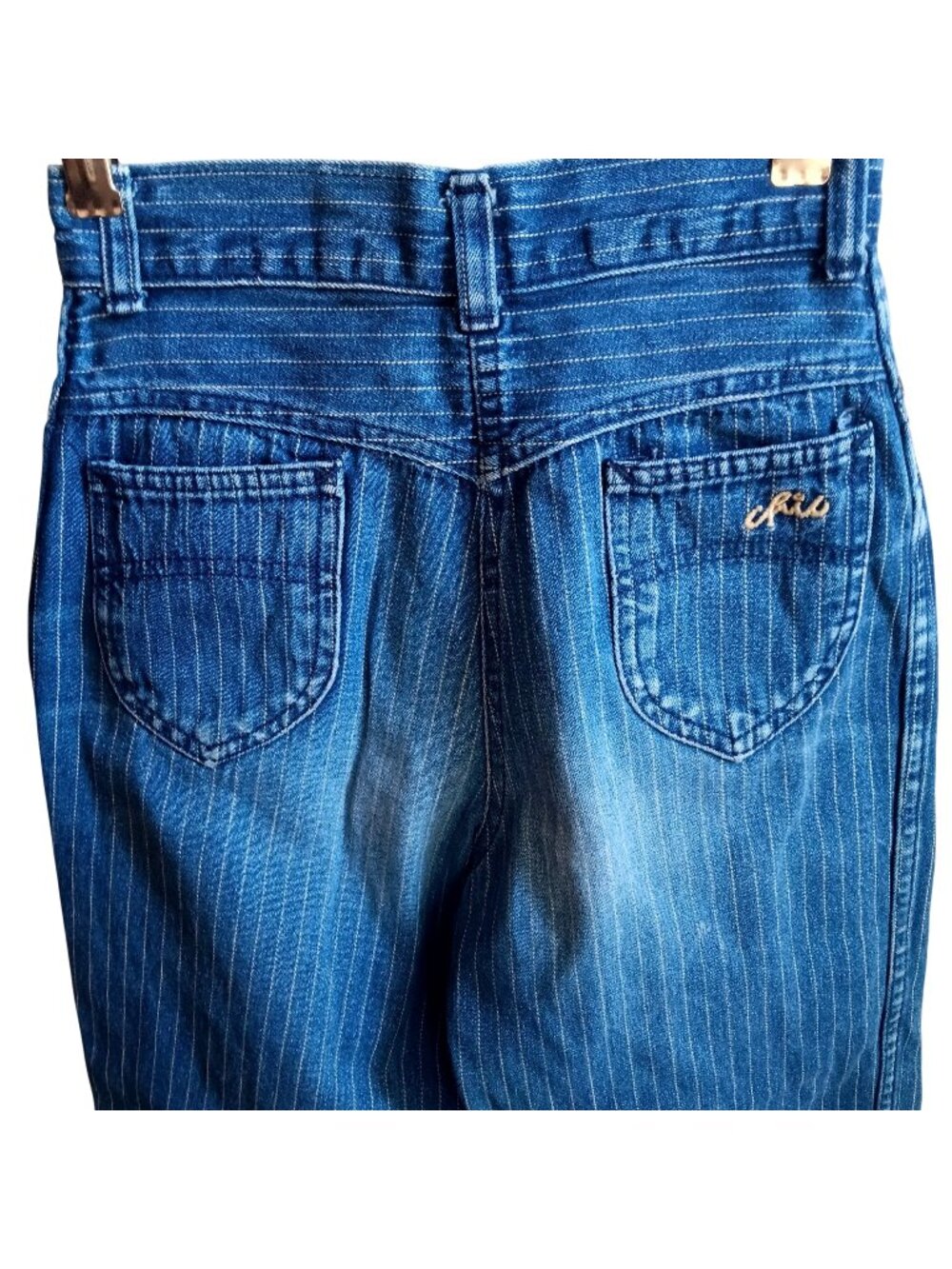 True Vintage Jeans 1980's Girls 12 Slim 23x32 Chic Pinstripe Denim Valley Girl